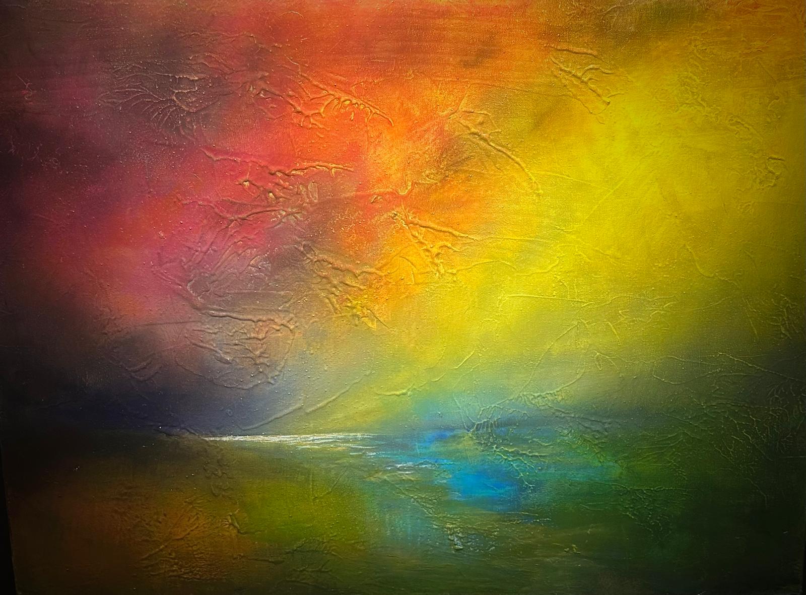 Là où la lumière rejoint le rêve, - les couleurs murmurent d'autres horizons...
Il a été peint dans mon bel atelier surplombant la baie de Cannes, où la lumière danse sur les vagues comme des sequins sur une robe fluide.